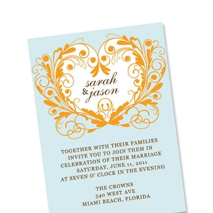 Vintage Heart Wedding Invitation / DIY Custom Digital Template / Printable Card / No 16