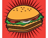 Hamburger 8 x 10 Print. Limited Edition Silkscreen Print