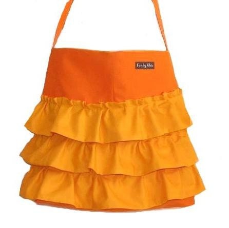 The Ruffle Skirt Purse - Etsy Orange and Buttercup Yellow