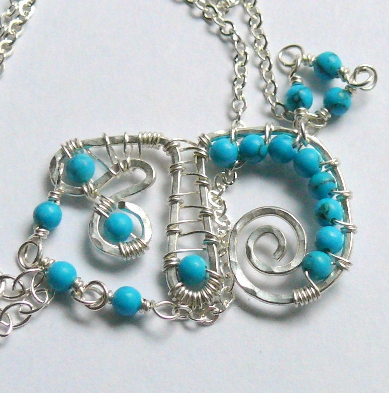 Colors of Life - Blue, howlite and sterling silver CHAI necklace.