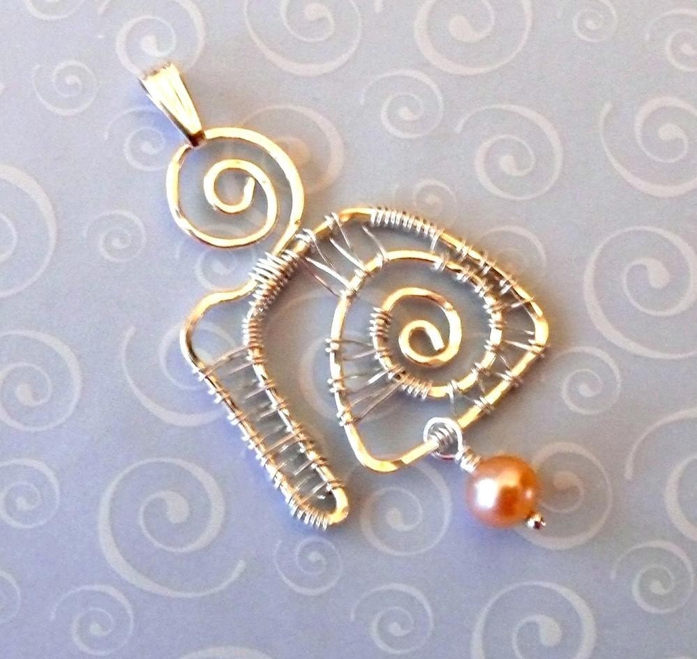Hebrew Letter MEM, sterling silver and pearl, or a stone of your choice, pendant.