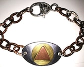 Custom Large Sober Power Bracelet Recovery 12 Step Mixed Metal FREE SHIP USA