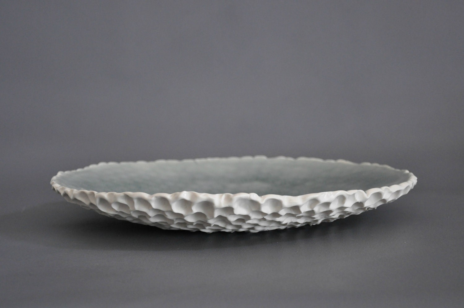 Grey Crackle Coral Porcelain Serving Platter - Modern Home Decor Ceramic Centerpiece Plate Dining