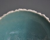 Seawater Blue Scallop Textured Serving Bowl -  Modern Home Decor Porcelain Ceramic Beach Sea