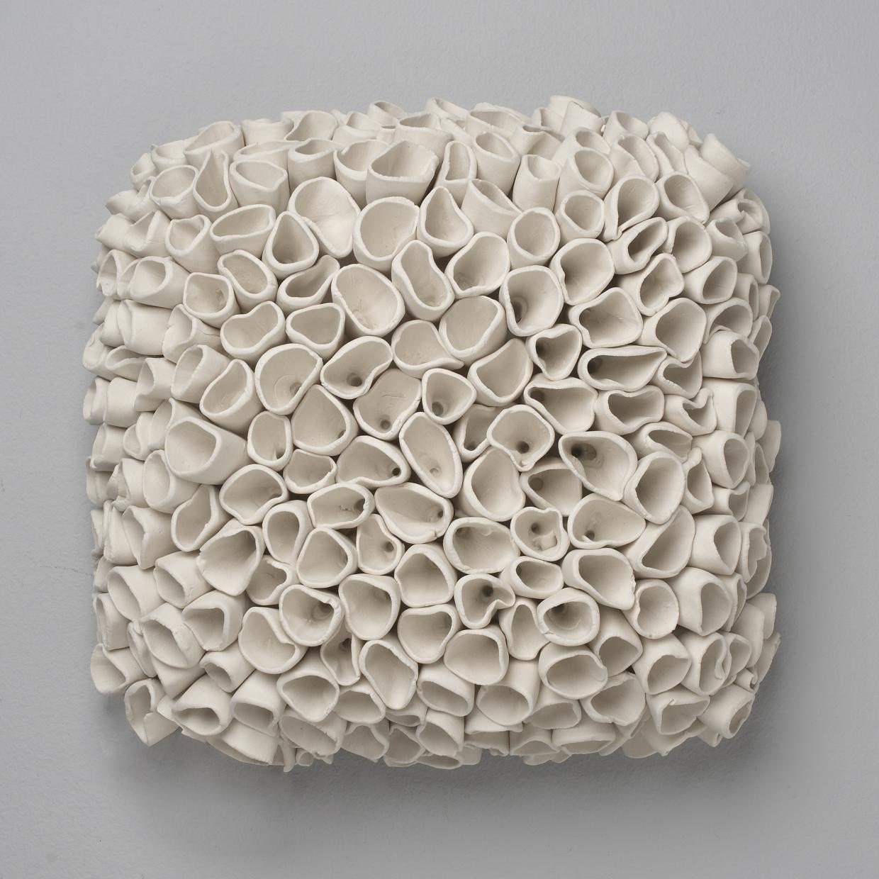 3-d textured wall tile, hydrangea