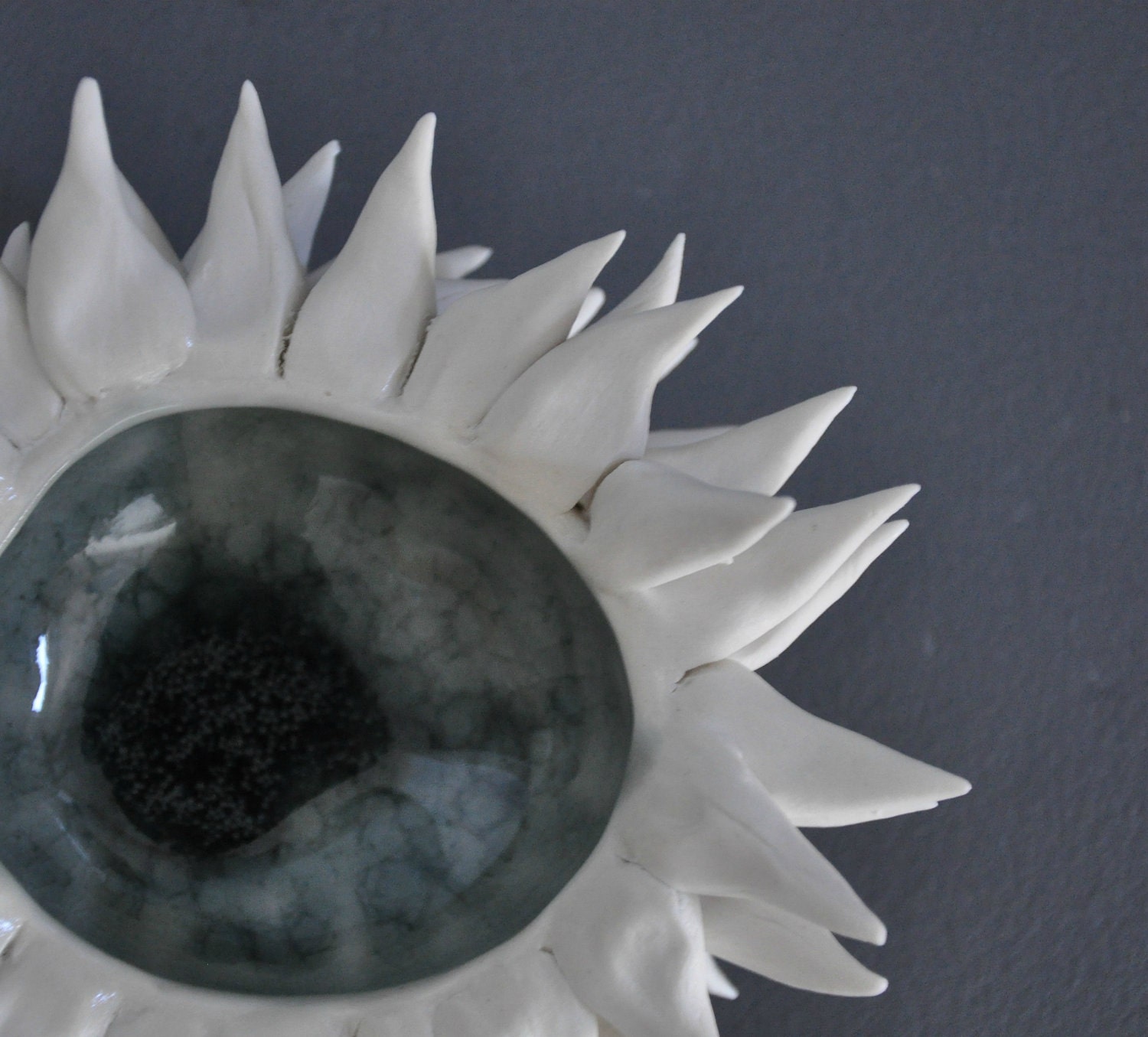 Grey Sky Porcelain Urchin Bowl - Decor Ceramic Beach Ocean Sea Candle Holder