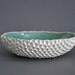 Large Coral Serving Bowl Cerulean Crackle - Textured White Porcelain Modern Dining  Centerpiece Platter
