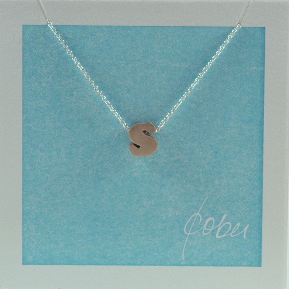 s - sterling silver block letter initial necklace