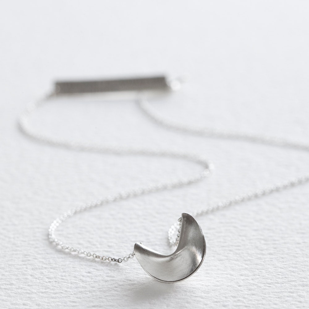 customize your fortune - 16" sterling silver fortune cookie necklace with fortune message at clasp