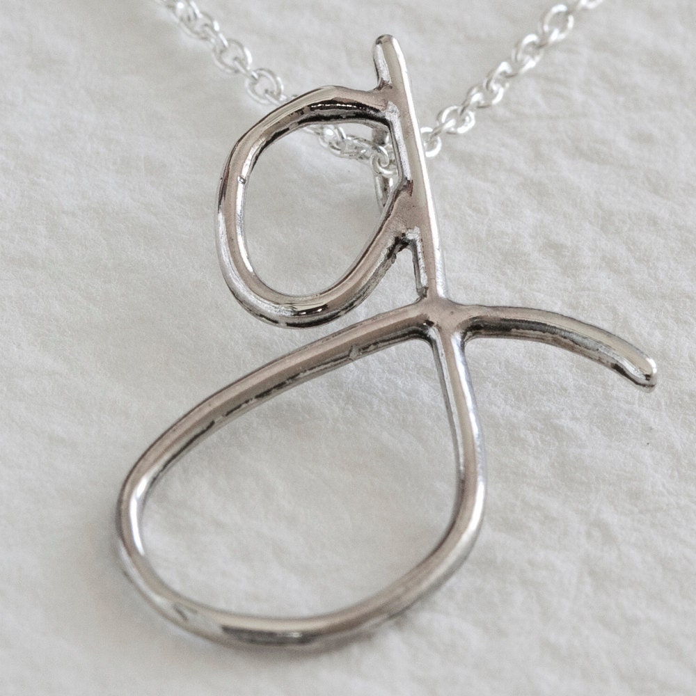 g - sterling silver handwritten initial pendant