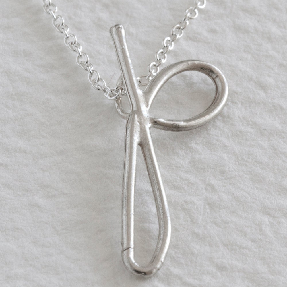 p - sterling silver handwritten initial pendant