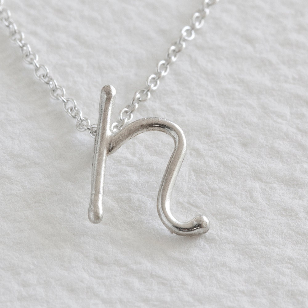n - sterling silver handwritten initial pendant