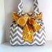 Large Bow Handbag Made of Chevron  Fabric