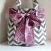 Handbag Made of Chevron  Fabric and Large Light Purple Bow