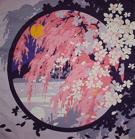 Large Size Cotton 'Japanese Spring' Furoshiki Japanese Fabric w/Free Shipping