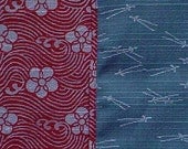 Small Size Two-Sided Cotton 'Aka Ume' Furoshiki Japanese Fabric w/Free Shipping