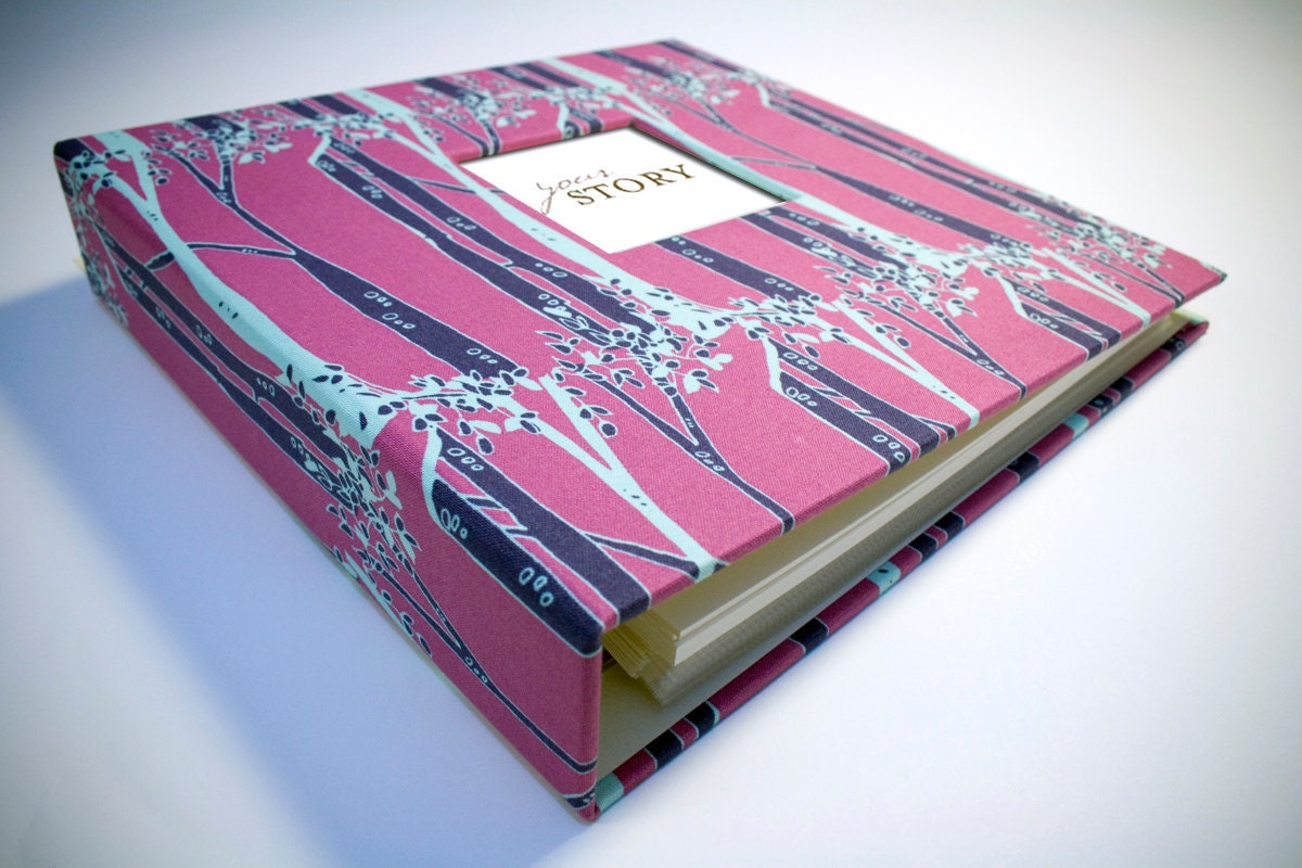 GIRL Modern Baby Memory Book (Whimsy Pink Design, Wobbly Trees Cover 9.25 x 9.5)