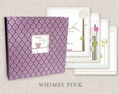 GIRL Modern Baby Memory Book (Whimsy Pink Design, Purple Lattice Pattern Cover 9.25 x 9.5)