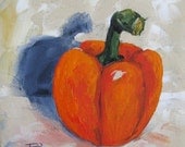 Orange Bell Pepper  6 x 6 Original Painting on Gallery Wrapped Canvas by Torrie Smiley