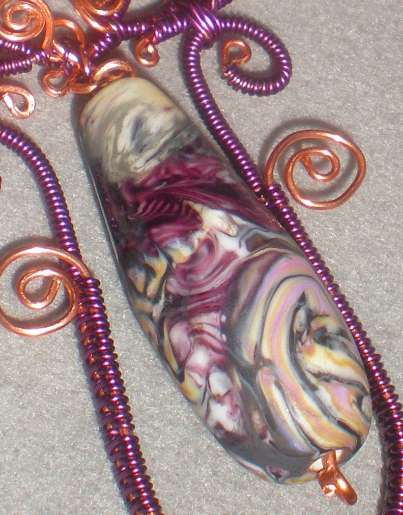 MonaRaeBeads Violet Deco Artisan Glass Lampwork and Wire Necklace