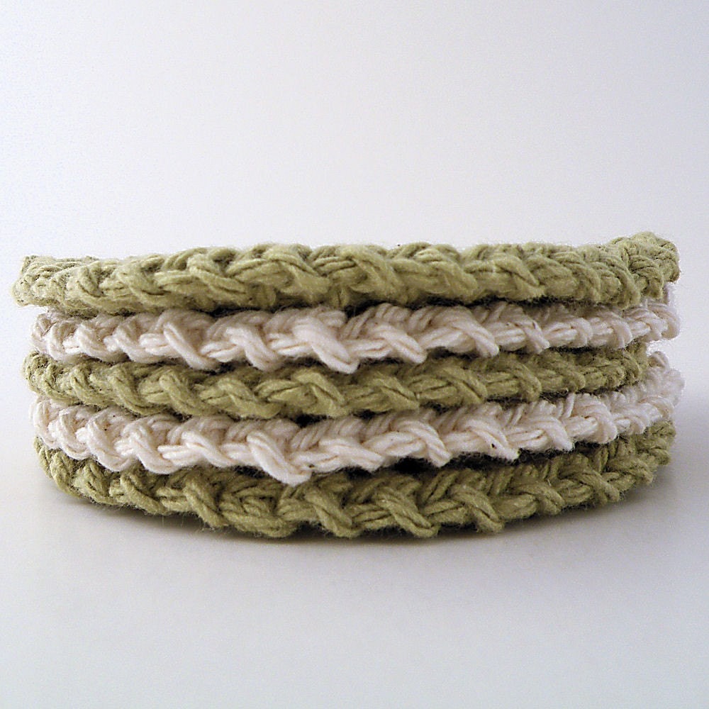 Facial Scrubbies, Makeup Removers Olive Green and Cream