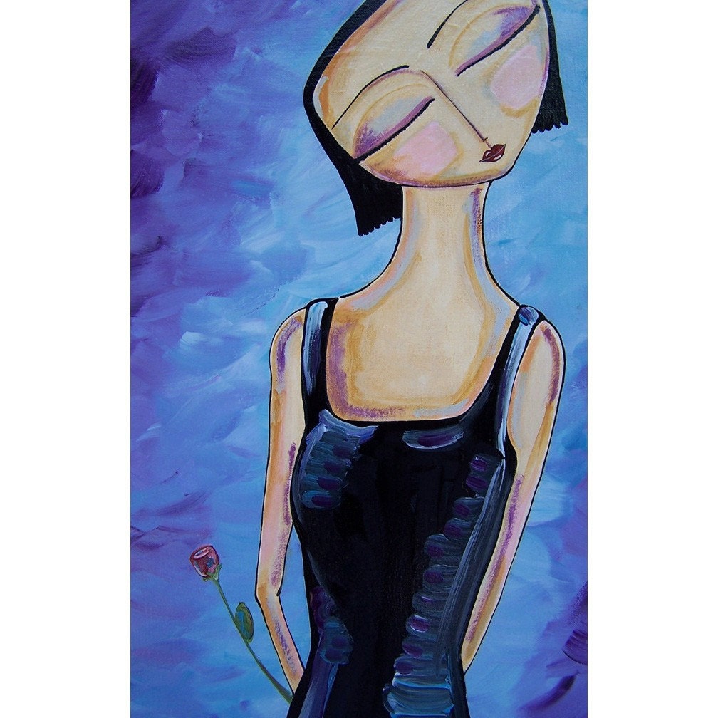 Sale art painting original acrylic Woman love heart art
