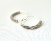 Sterling Silver Hoop Earrings : Guitar String