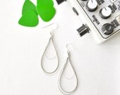 Silver Teardrop Hoop Earrings : Guitar String