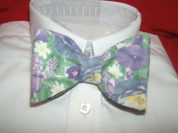 Bow tie  Purple and Green Floral