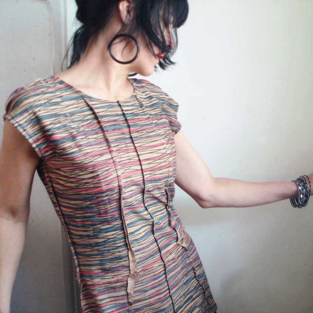 iheartfink Sale - Lost in Music - iheartfink Handmade Hand Printed Raw Artistic Long Top