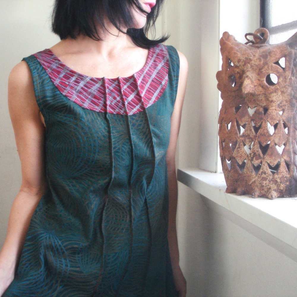 SPRING SALE - Think of Me - iheartfink Handmade Hand Printed Tunic Top Frock