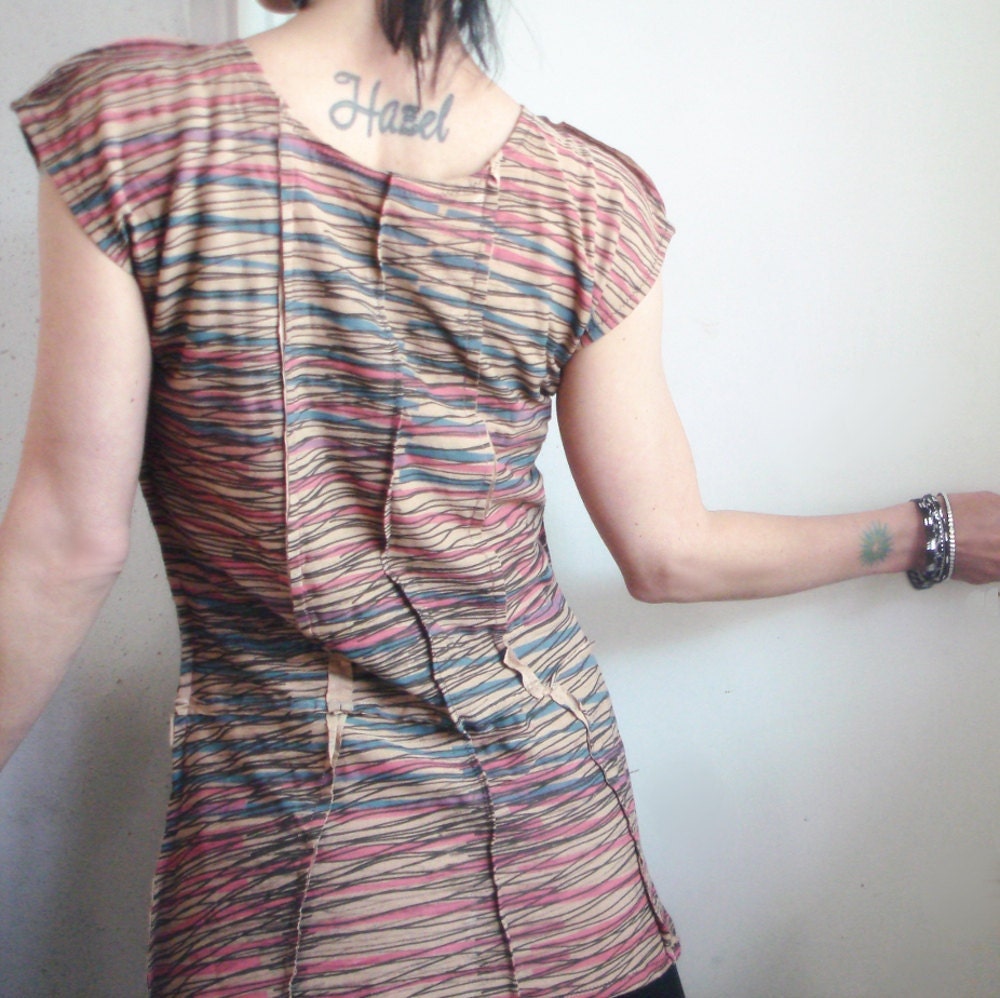 iheartfink Sale - Lost in Music - iheartfink Handmade Hand Printed Raw Artistic Long Top
