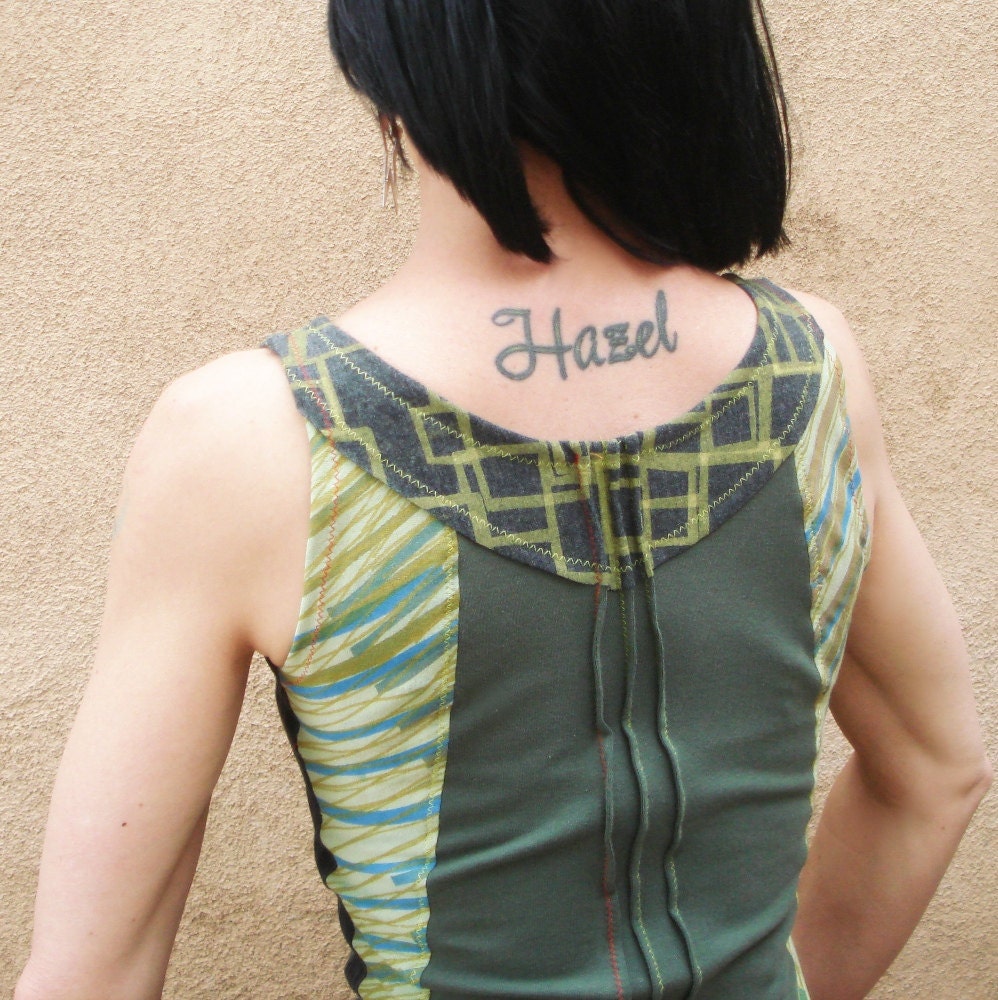 RESERVED - Mixed Bizness  - iheartfink Handmade Hand Printed Color Block Tank Top