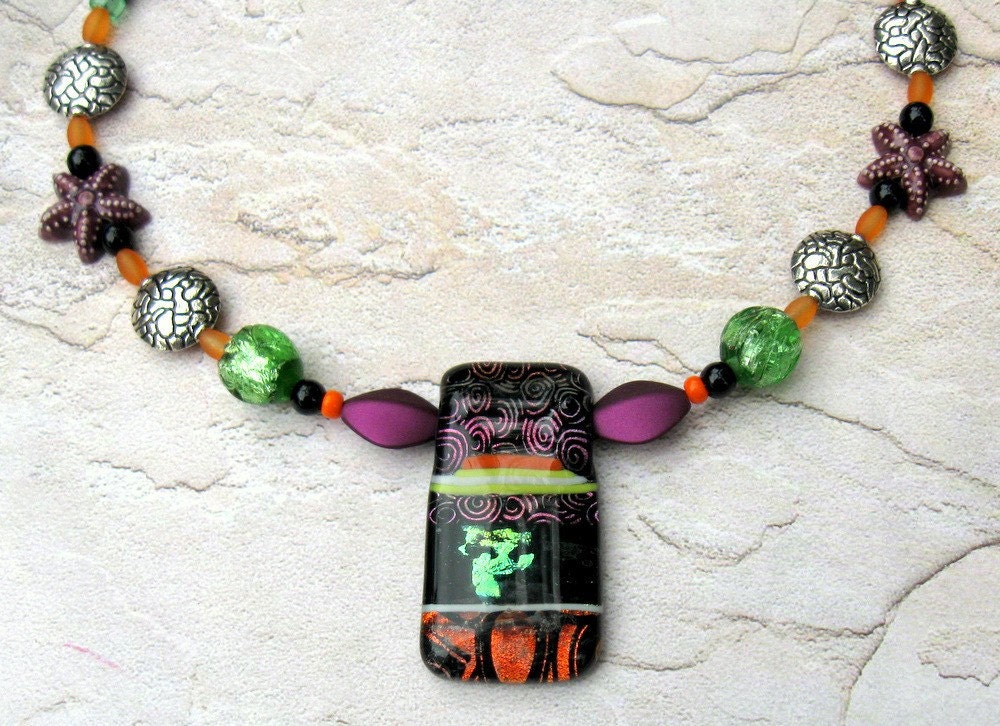 Fabulous Fun Fused Glass Beaded Necklace