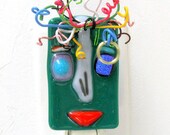 Night Light Fused Glass Green Frazzle Whimsical Funny