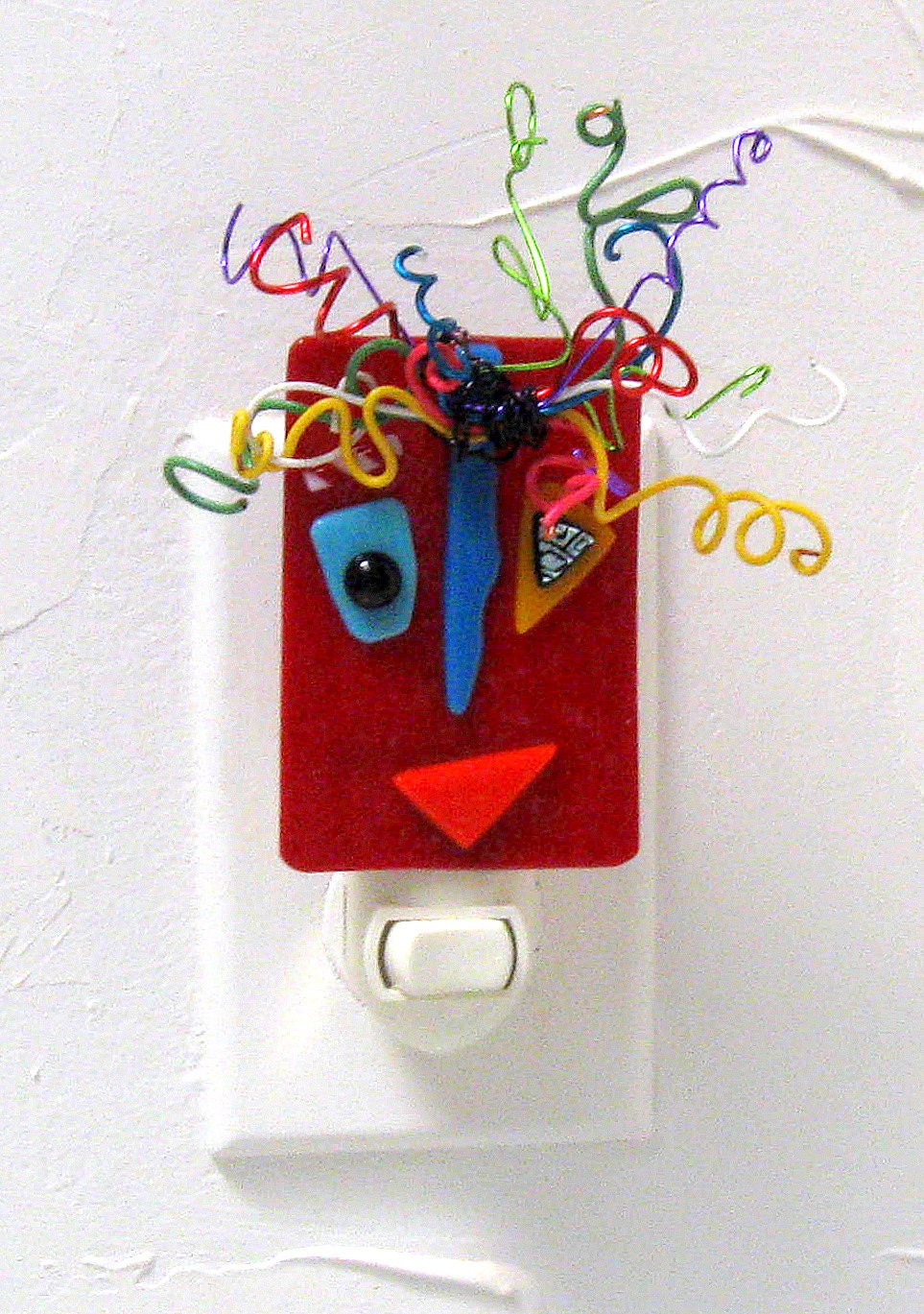 Night Light Fused Glass Red Whimsical Wacky Frazzle
