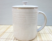 lidded cup covered tea cup mug coffee tea ceramic cup white large 18 oz handmade cover - made to order