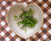 white ceramic heart bowl - speckled egg