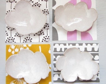 4 small cloud dishes for sushi, tea spoons, or jewelry