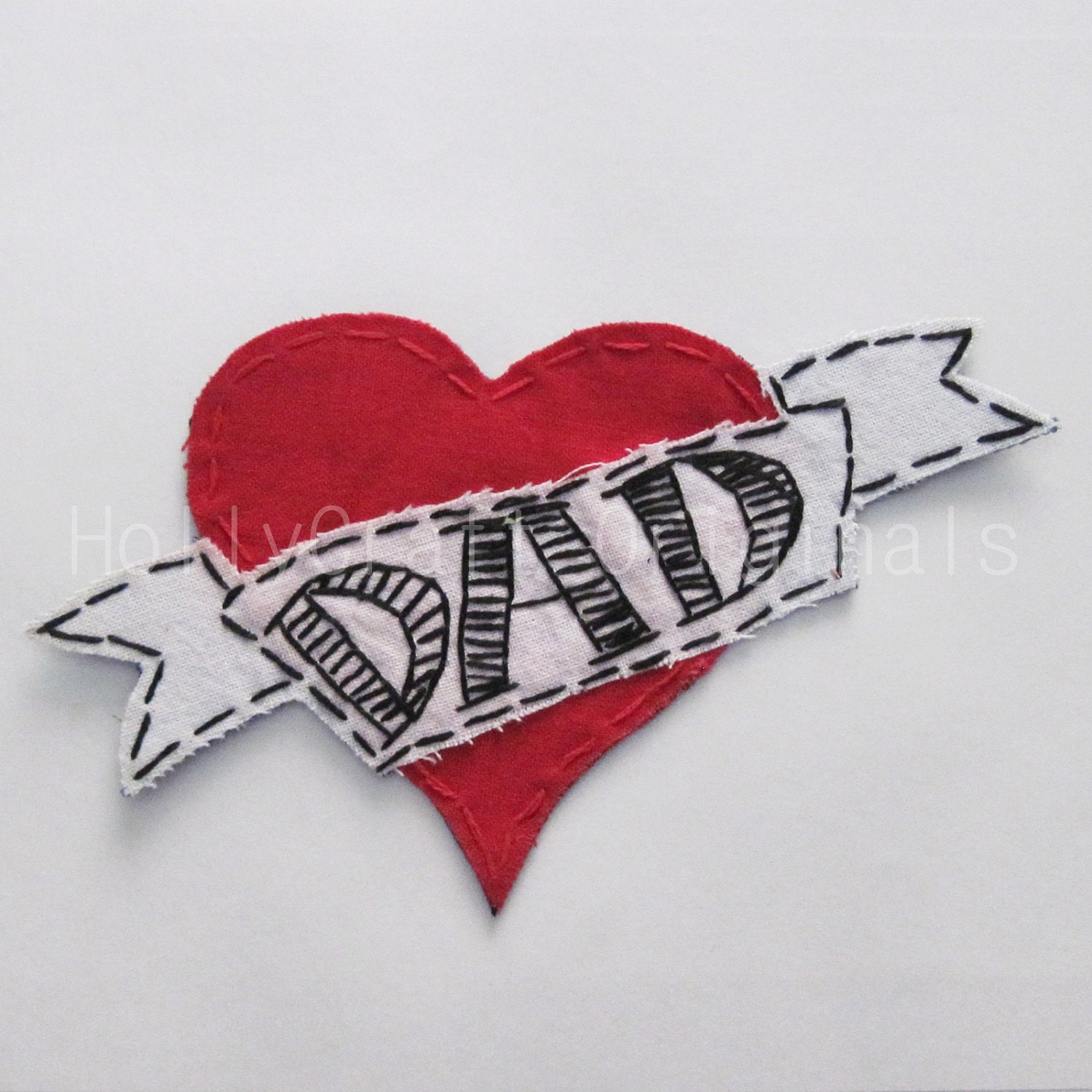 I Love Mom Heart Tattoo Applique, Heart Tattoo, I Love Dad Heart Tattoo Applique, Fabric Heart Tattoo-Made to orderMade to Order