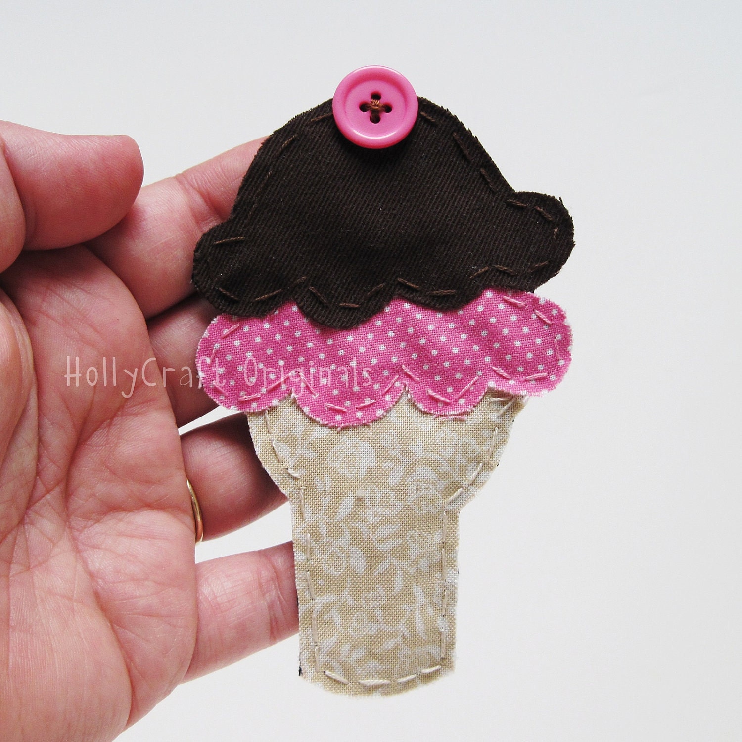 Ice Cream Cone Applique,Fabric Ice Cream Cone, Ice Cream Cone Scrapbooking Embellishment, Ice Cream Cone