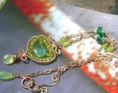 JOLIE FEMME - Sterling Necklace - Peridot, Fluorite, Prehnite, Chalcedony, Vintage Glass