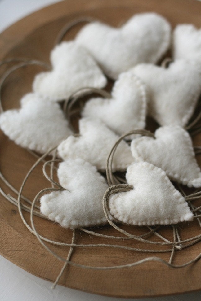 1 White Felt Heart