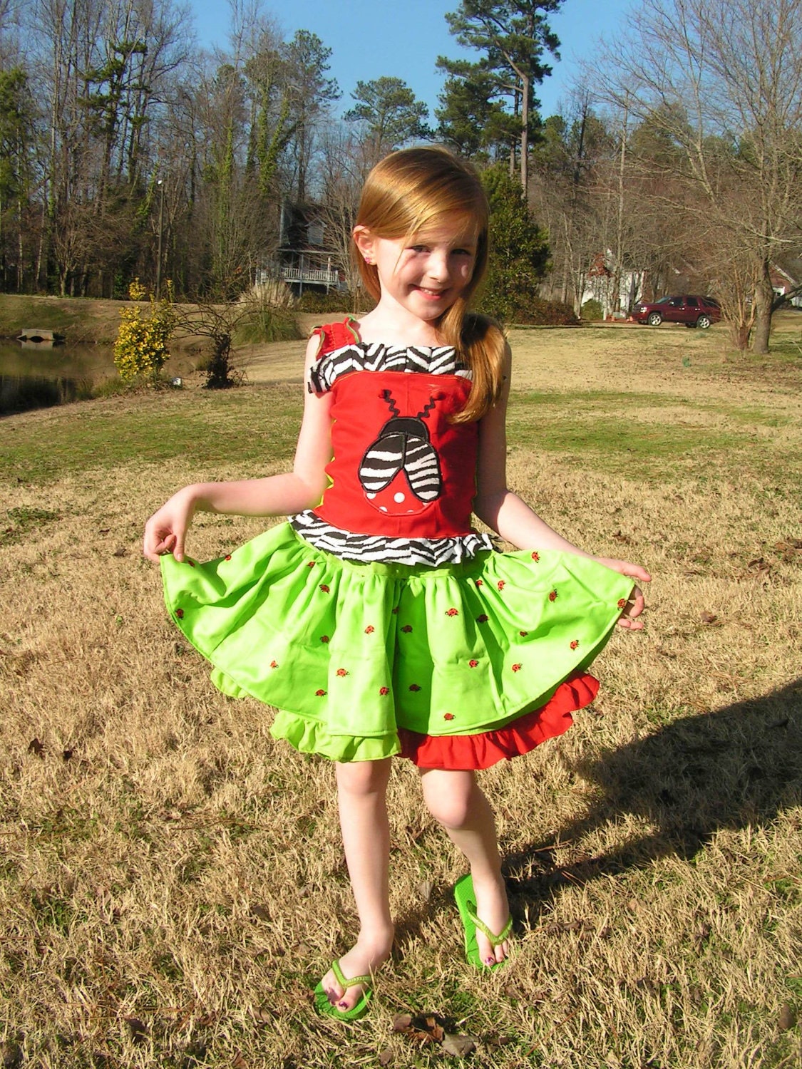 2Pc Ladybug spring summer set sz 2 3 4 5 6 7 Boutique pageant custom