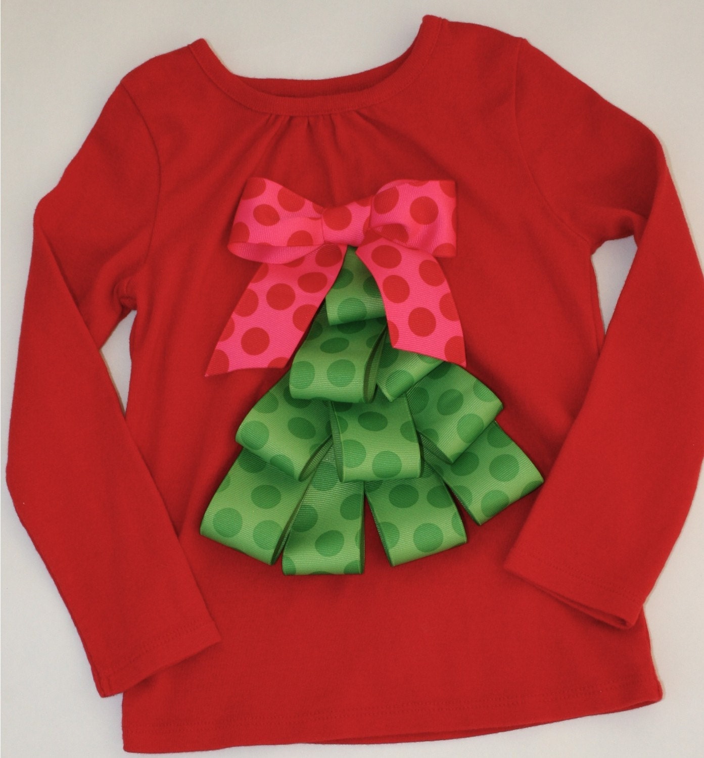Christmas Shirt- Ribbon Tree Red 12-18 months