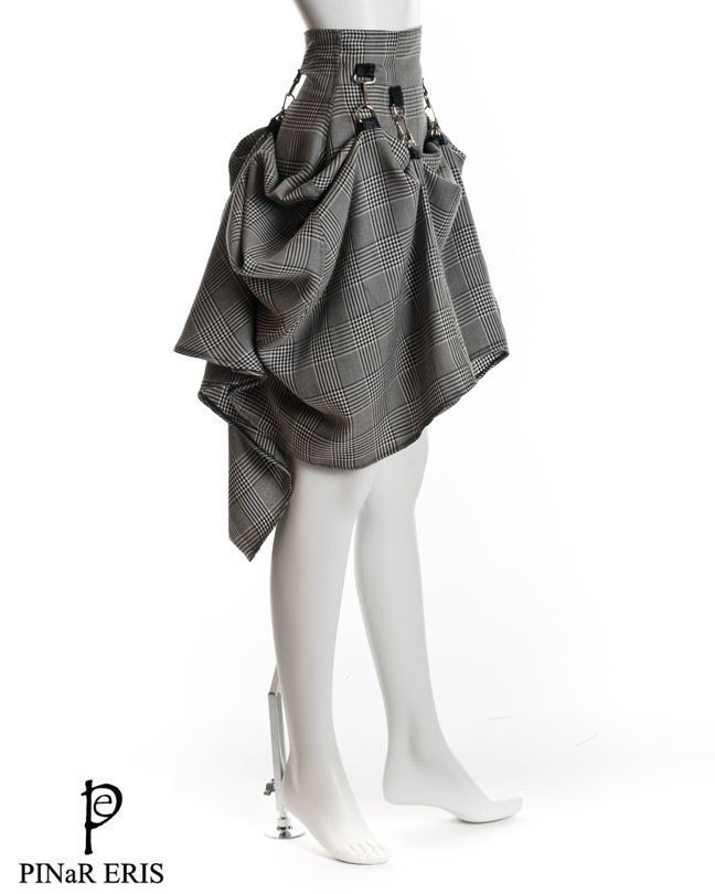 SteamPunk Gray Black Victorian Rockability Skirt