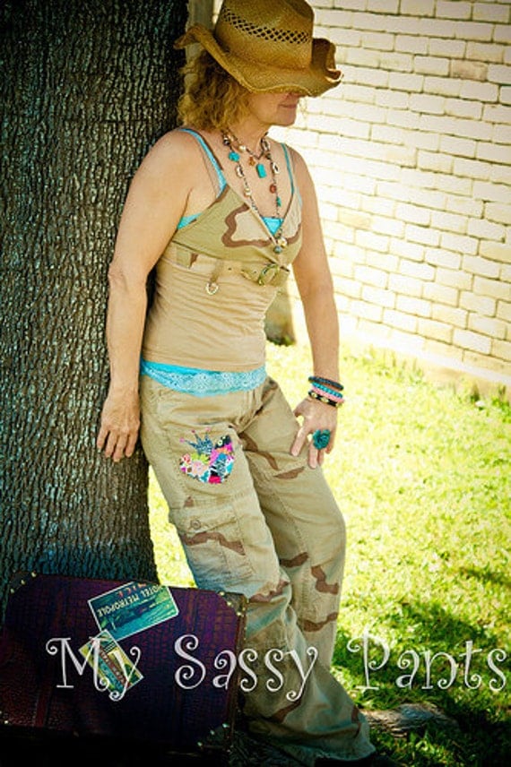 Camo Pants, Applique, NEW design, Heart, Crown, Flower, CUSTOM, Cargo Pants, Bermuda, Capri