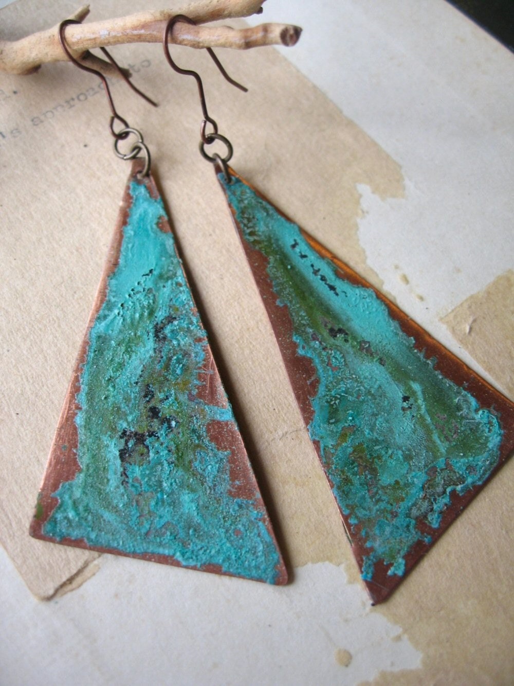 Patina Triangle Earrings