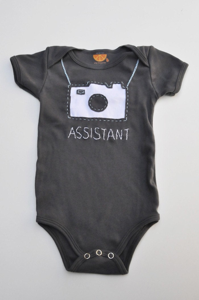 Camera handstitched onesie