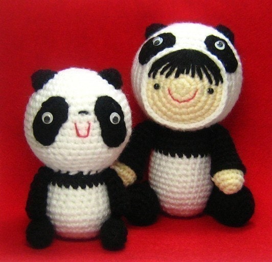 Girl in a Panda Suit and Her Friend - PDF Crochet Pattern